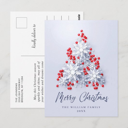 Elegant Snowflakes kerstcadeaudag Briefkaart (Voorkant / Achterkant)