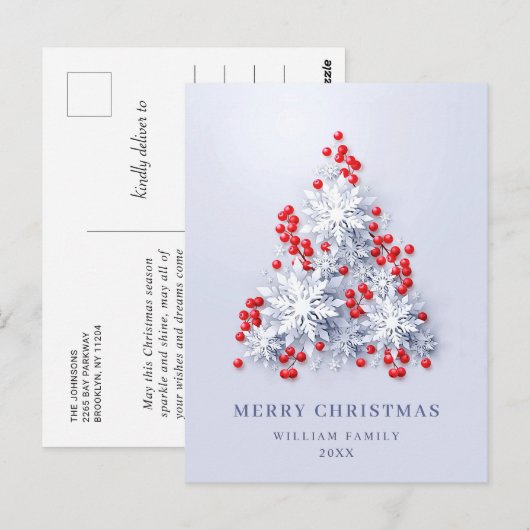 Elegant Snowflakes kerstcadeaudag Briefkaart (Voorkant / Achterkant)