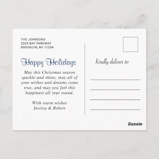 Elegant Snowflakes kerstcadeaudag Briefkaart (Achterkant)