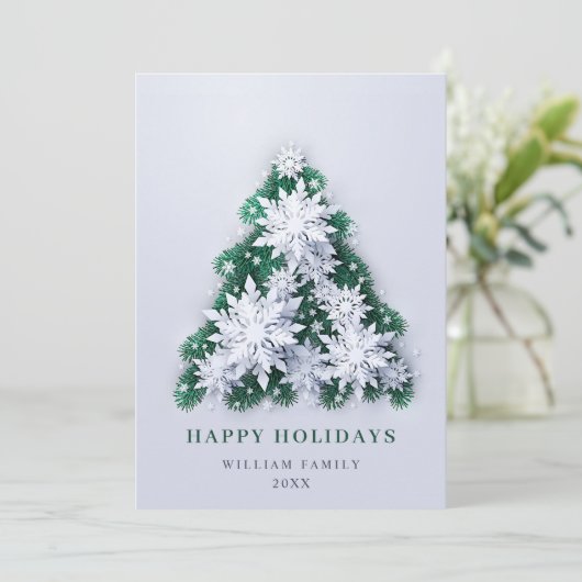 Elegant Snowflakes kerstcadeaudag Feestdagenkaart (Staand voorkant)