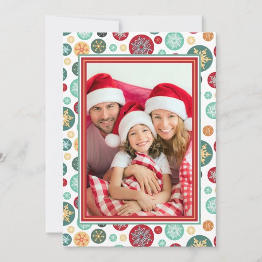 Elegant  Snowflakes kerstfamilie Foto Kaart (Voorkant)