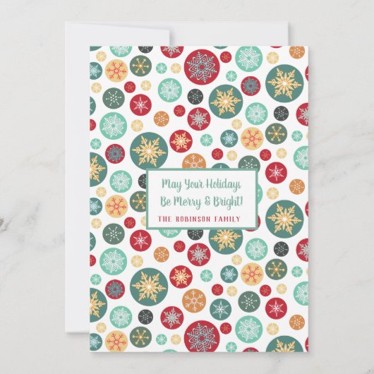 Elegant  Snowflakes kerstfamilie Foto Kaart (Achterkant)