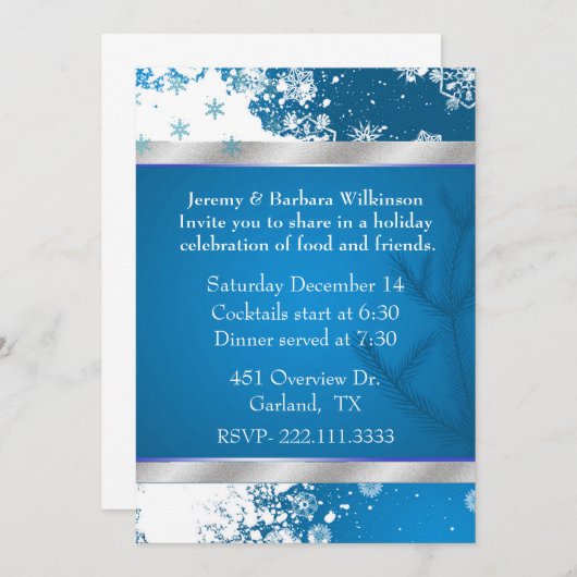 Elegant Snowflakes-kerstfeest Kaart (Voorkant / Achterkant)