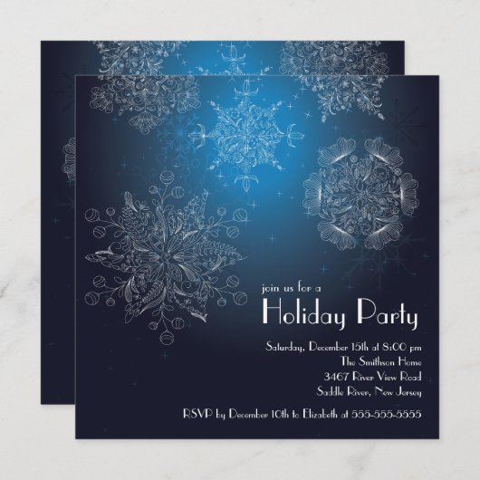 Elegant Snowflakes kerstfeestdag blauw Kaart (Voorkant / Achterkant)