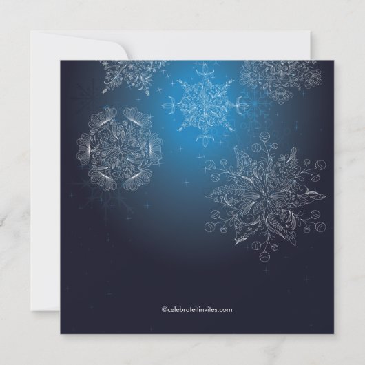 Elegant Snowflakes kerstfeestdag blauw Kaart (Achterkant)