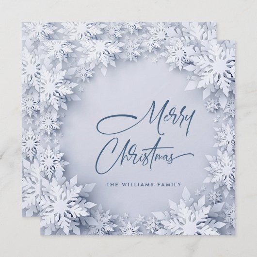 Elegant Snowflakes kerstgroet Feestdagenkaart (Voorkant / Achterkant)