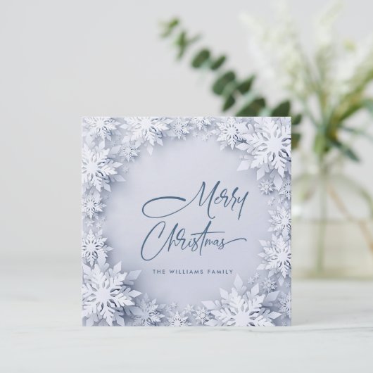 Elegant Snowflakes kerstgroet Feestdagenkaart (Staand voorkant)