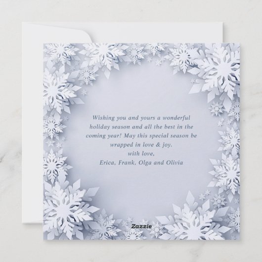 Elegant Snowflakes kerstgroet Feestdagenkaart (Achterkant)