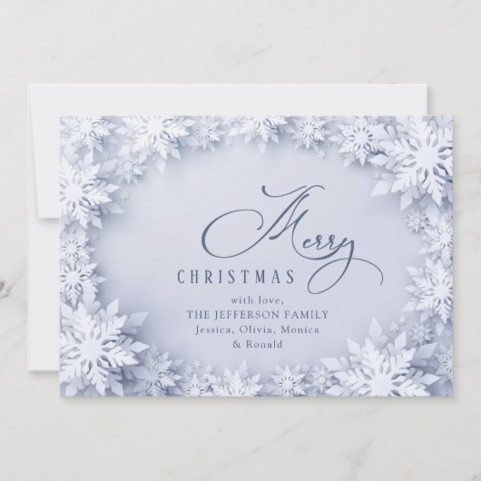 Elegant Snowflakes kerstgroet Feestdagenkaart (Voorkant)