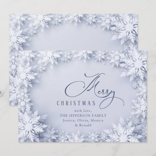 Elegant Snowflakes kerstgroet Feestdagenkaart (Voorkant / Achterkant)