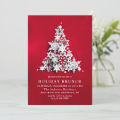 Elegant Snowflakes Kerstkerkerfeestdag BRUNCH Kaart (Staand voorkant)