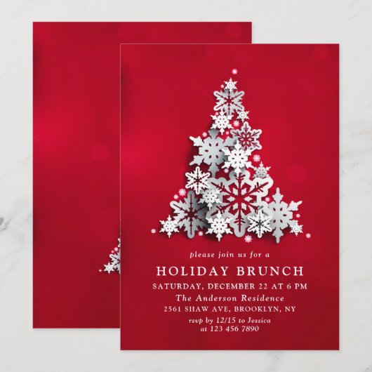 Elegant Snowflakes Kerstkerkerfeestdag BRUNCH Kaart (Voorkant / Achterkant)