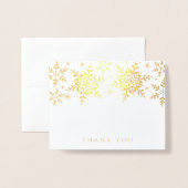 Elegant Snowflakes Kerstwinter Dank je goud Folie Kaarten (Voorkant met envelop)
