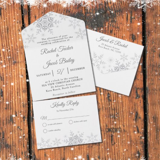 Elegant Snowflakes Kerstwinter Weduwen All In One Uitnodiging