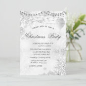 Elegant Snowflakes, lampjes, ballon, kerstfeest Kaart (Staand voorkant)