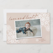 Elegant Snowflakes Love and Light Hanukkah Photo Feestdagenkaart (Voorkant)