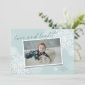 Elegant Snowflakes Love and Light Hanukkah Photo Feestdagenkaart (Staand voorkant)