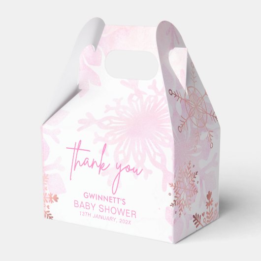 Elegant Snowflakes Meisje Baby shower Bedankdoosjes (Voorkant Zijde)