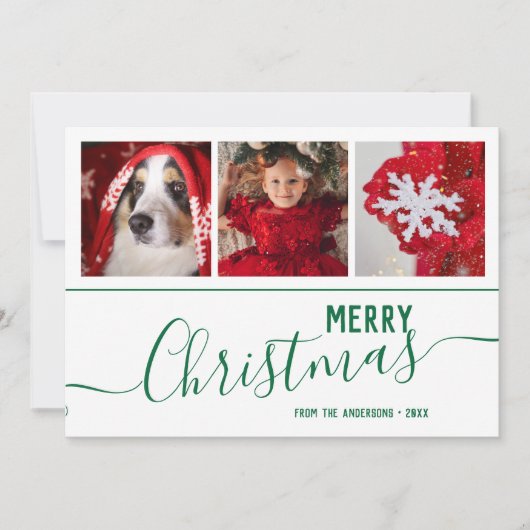 Elegant Snowflakes Merry kerst Aangepaste foto Feestdagenkaart (Voorkant)