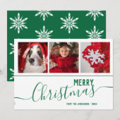 Elegant Snowflakes Merry kerst Aangepaste foto Feestdagenkaart (Voorkant / Achterkant)