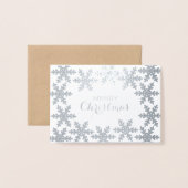 Elegant Snowflakes Merry Kerstry Folie Kaarten (Voorkant met envelop)
