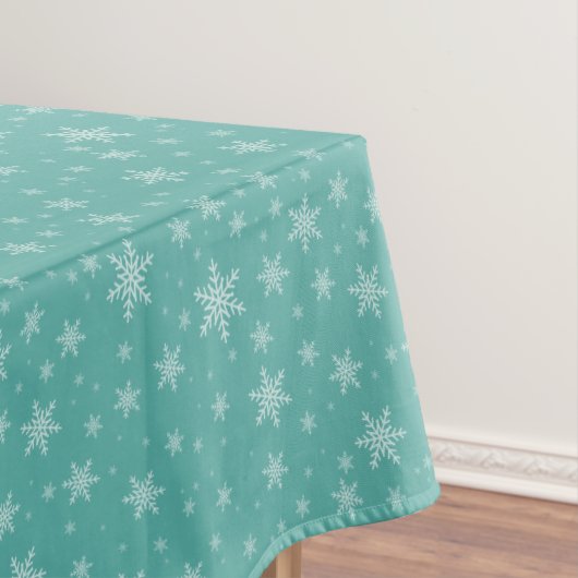 Elegant Snowflakes op Blauwgroen Tafelkleed (Voorbeeld)