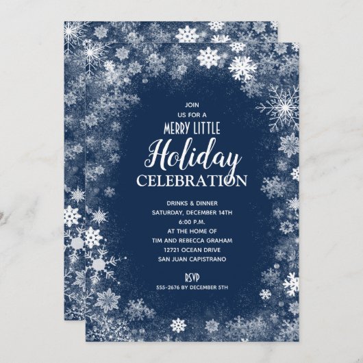 Elegant Snowflakes op Navy Holiday-uitvindingen (Voorkant / Achterkant)