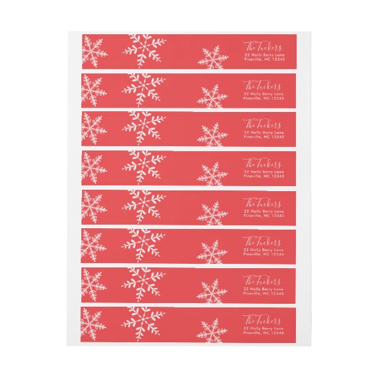 Elegant Snowflakes op Red Merry Kerstmis (Vel)