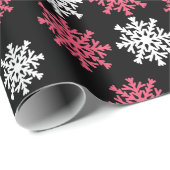 Elegant Snowflakes op zwart achtergrondpapier Cadeaupapier (Rol Hoek)