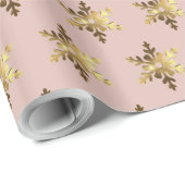 Elegant Snowflakes Patroon Zacht Roze Kerstmis Cadeaupapier (Rol Hoek)