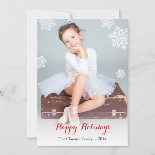 Elegant Snowflakes Photo Holiday Card Group Feestdagenkaart (Voorkant)