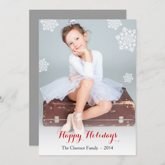 Elegant Snowflakes Photo Holiday Card Group Feestdagenkaart (Voorkant / Achterkant)