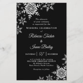 Elegant Snowflakes Pset Black Wedding Invitation (Voorkant)
