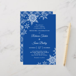 Elegant Snowflakes Pset Blue Wedding Invitation