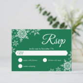 Elegant Snowflakes Pset Dark Green Wedding RSVP (Staand voorkant)