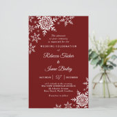 Elegant Snowflakes Pset Red Wedding Invitation (Staand voorkant)