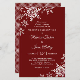 Elegant Snowflakes Pset Red Wedding Invitation
