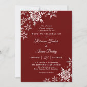 Elegant Snowflakes Pset Red Wedding Invitation Kaart (Voorkant)