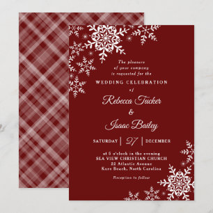 Elegant Snowflakes Pset Red Wedding Invitation Kaart