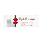 Elegant Snowflakes, Red Bow Holiday Etiket (Voorkant)