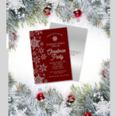 Elegant Snowflakes Red Company Kerstparty Kaart