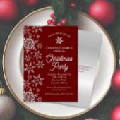 Elegant Snowflakes Red Company Kerstparty Kaart