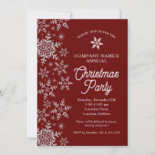 Elegant Snowflakes Red Company Kerstparty Kaart (Voorkant)