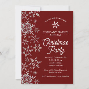 Elegant Snowflakes Red Company Kerstparty Kaart