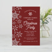 Elegant Snowflakes Red Company Kerstparty Kaart (Staand voorkant)