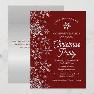 Elegant Snowflakes Red Company Kerstparty Kaart