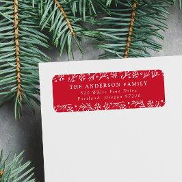 Elegant Snowflakes Red Holiday Return-adres Etiket