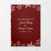 Elegant Snowflakes Red Kerstwinter Weduwen Drieluik Uitnodiging (Cover)