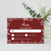 Elegant Snowflakes Red Kerstwinter Weduwen RSVP Kaartje (Staand voorkant)
