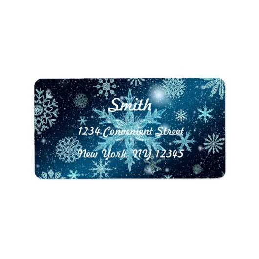 Elegant Snowflakes Retour Adreslabel Etiket (Voorkant)